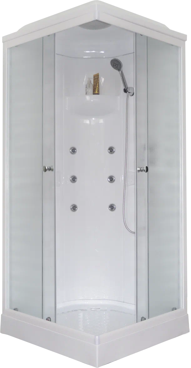   Santehnika Room Душевая кабина Royal Bath HP 80x80 профиль белый стекло матовое с гидромассажем