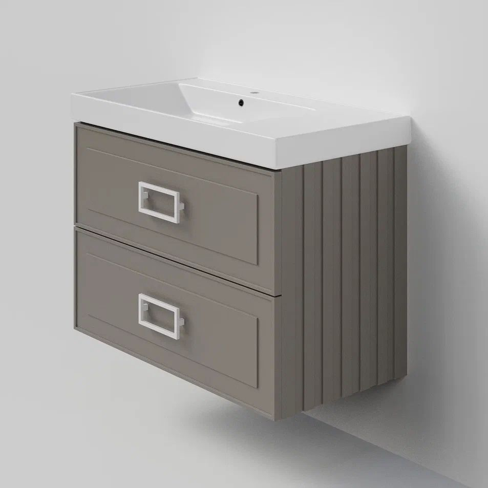 

Тумба под раковину La Fenice CUBO Twin Cappuccino бежевая матовая 90 см Черная ручка