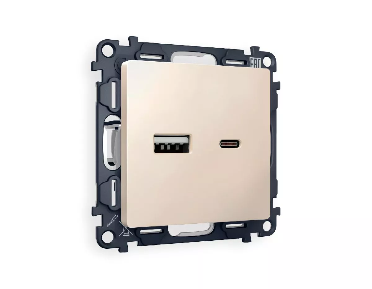 

Комплект механизма розетки 2USB A+C 20W (быстрая зарядка) Ambrella Volt Alfa MA331010
