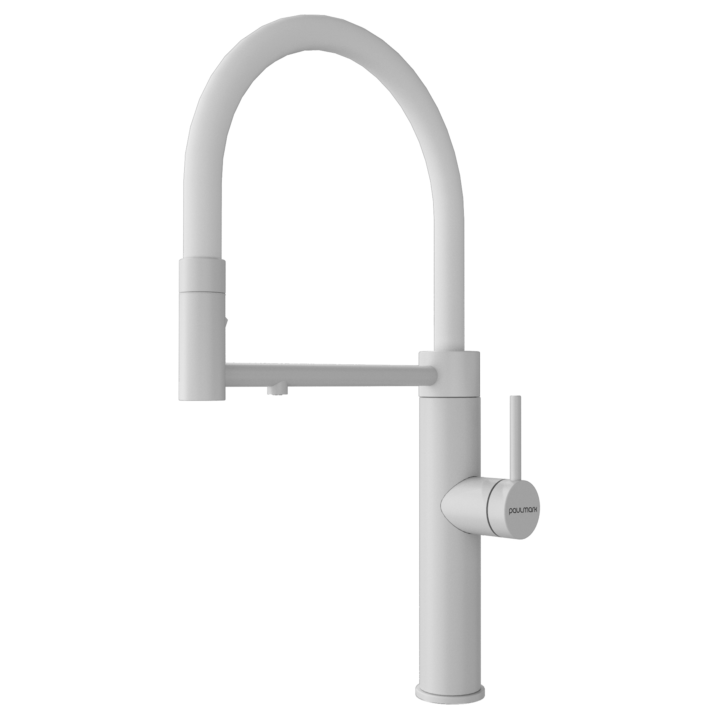 

Смеситель для кухни Paulmark Ganymede Ga213199-WH с гибким изливом, белый матовый