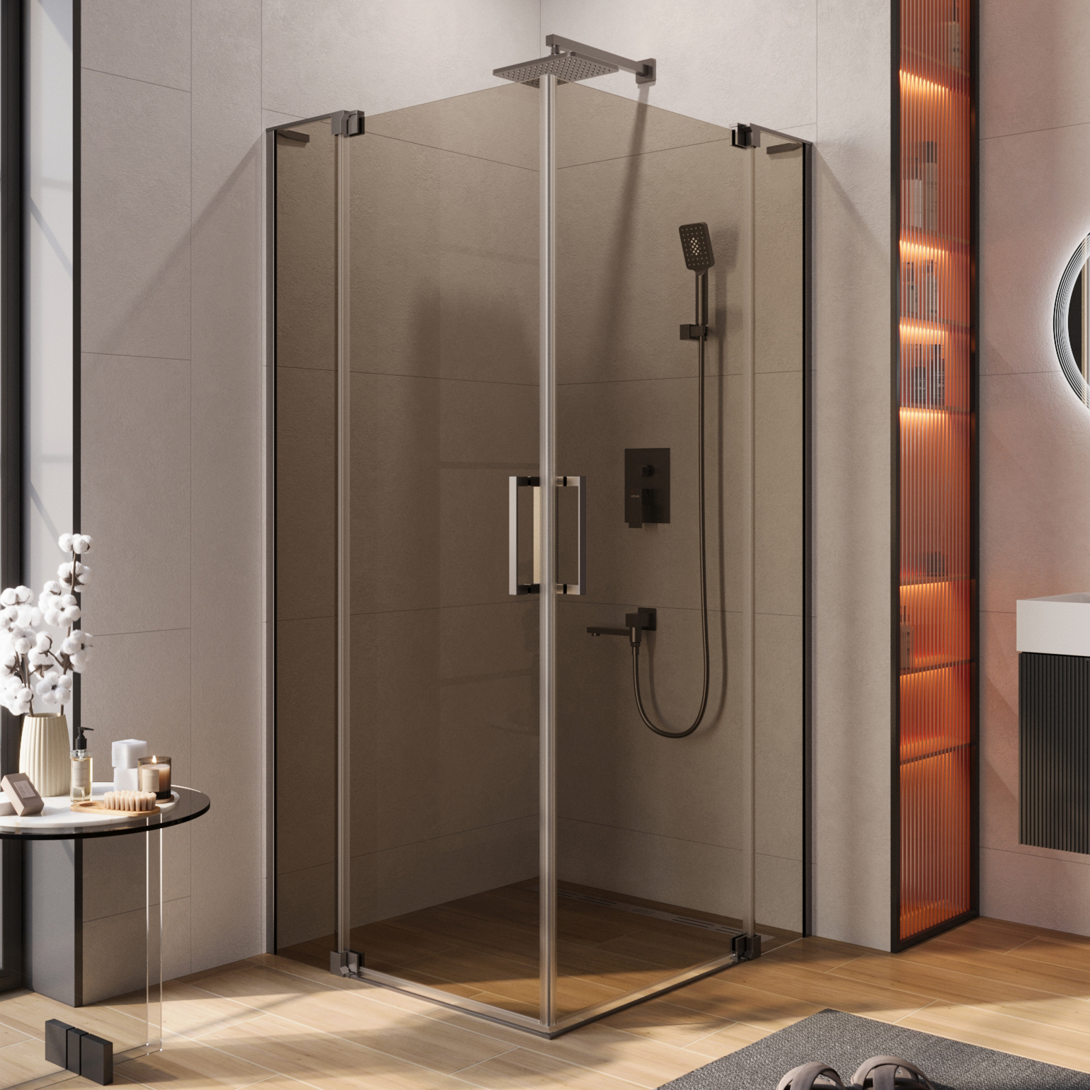 

Душевой уголок Cezares Slider AH 2 70/80-80/90 BR GM профиль оружейная сталь, стекло бронза