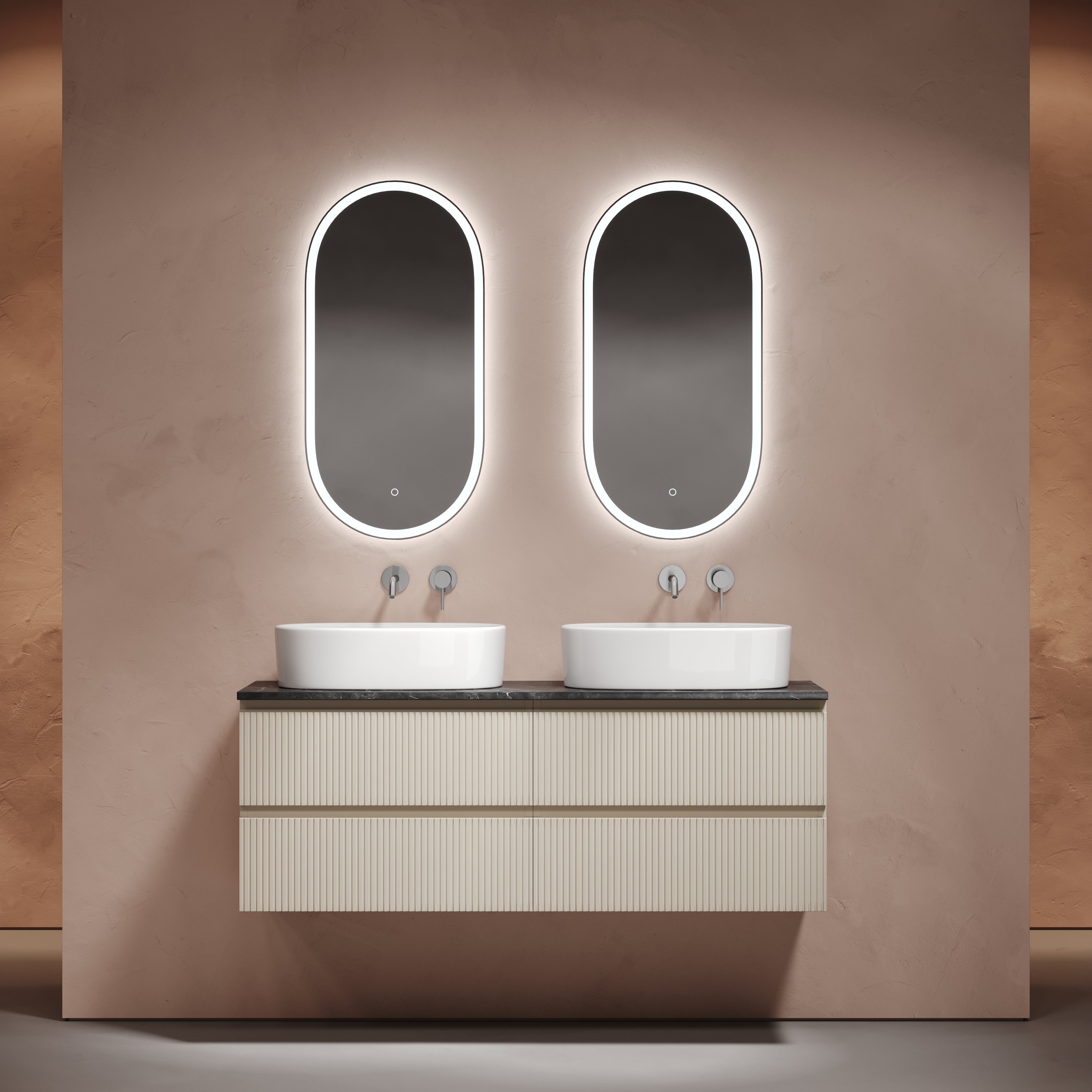 

Мебель для ванной комнаты Sancos Snob T 140 beige soft, столешница черный мрамор TT140A1, раковина CN6075