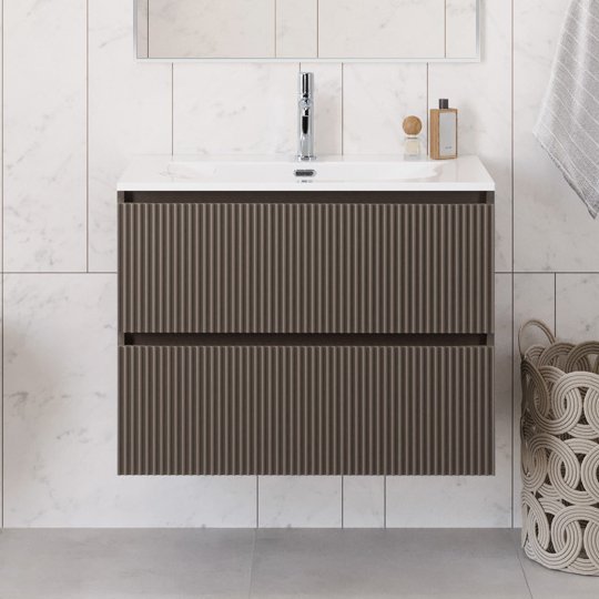 

Тумба под раковину без столешницы BelBagno Uno 90 подвесная, 2 ящика, матовая бежевая