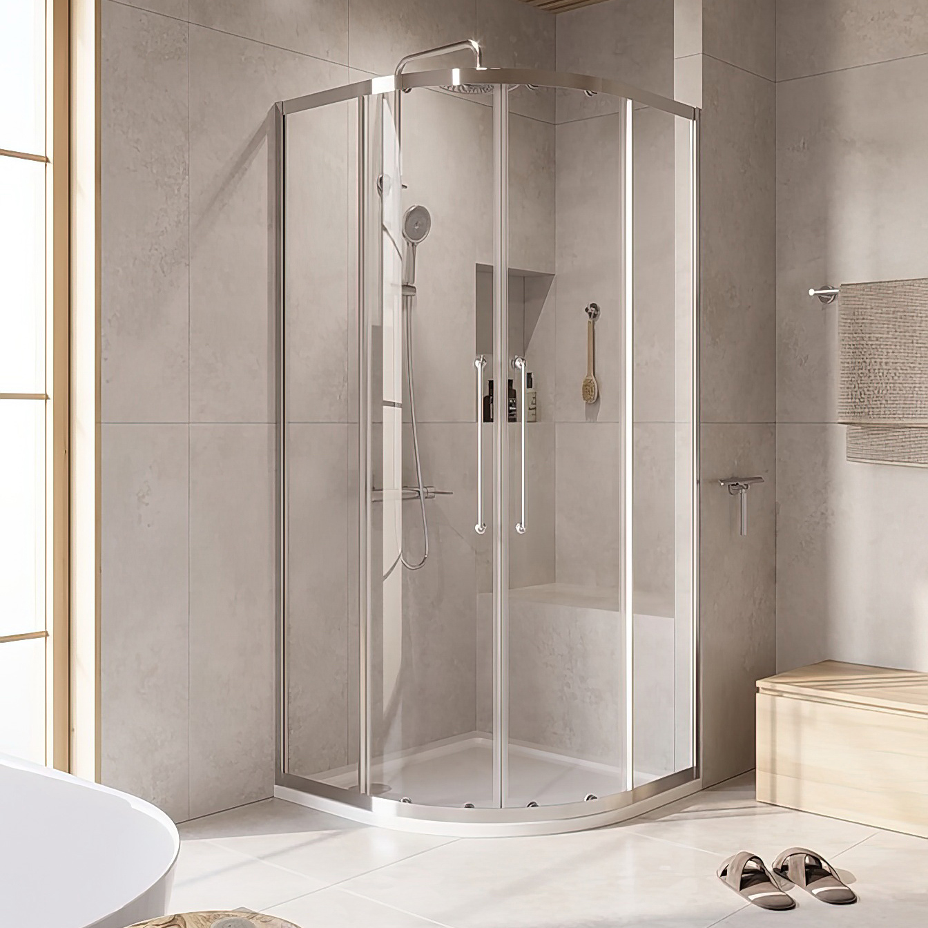 

Душевой уголок Cezares Relax RELAX-304-R-2-90-C-CR 90x90, профиль глянцевый хром