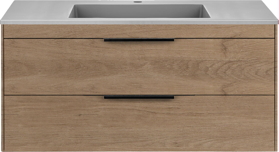 Тумба с раковиной Vincea Chiara 2D 100 2 ящика натуральный дуб с серой раковиной 50400₽