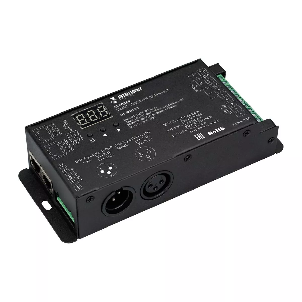 

Декодер Arlight SMART-DMX512-104-83-RDM-SUF (12-48V, 4x8A, XLR3/RJ45) 023823(1)