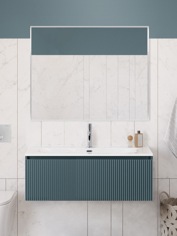 

Мебель для ванной комнаты BelBagno Uno 100 подвесная, 1 ящик, матовая голубая