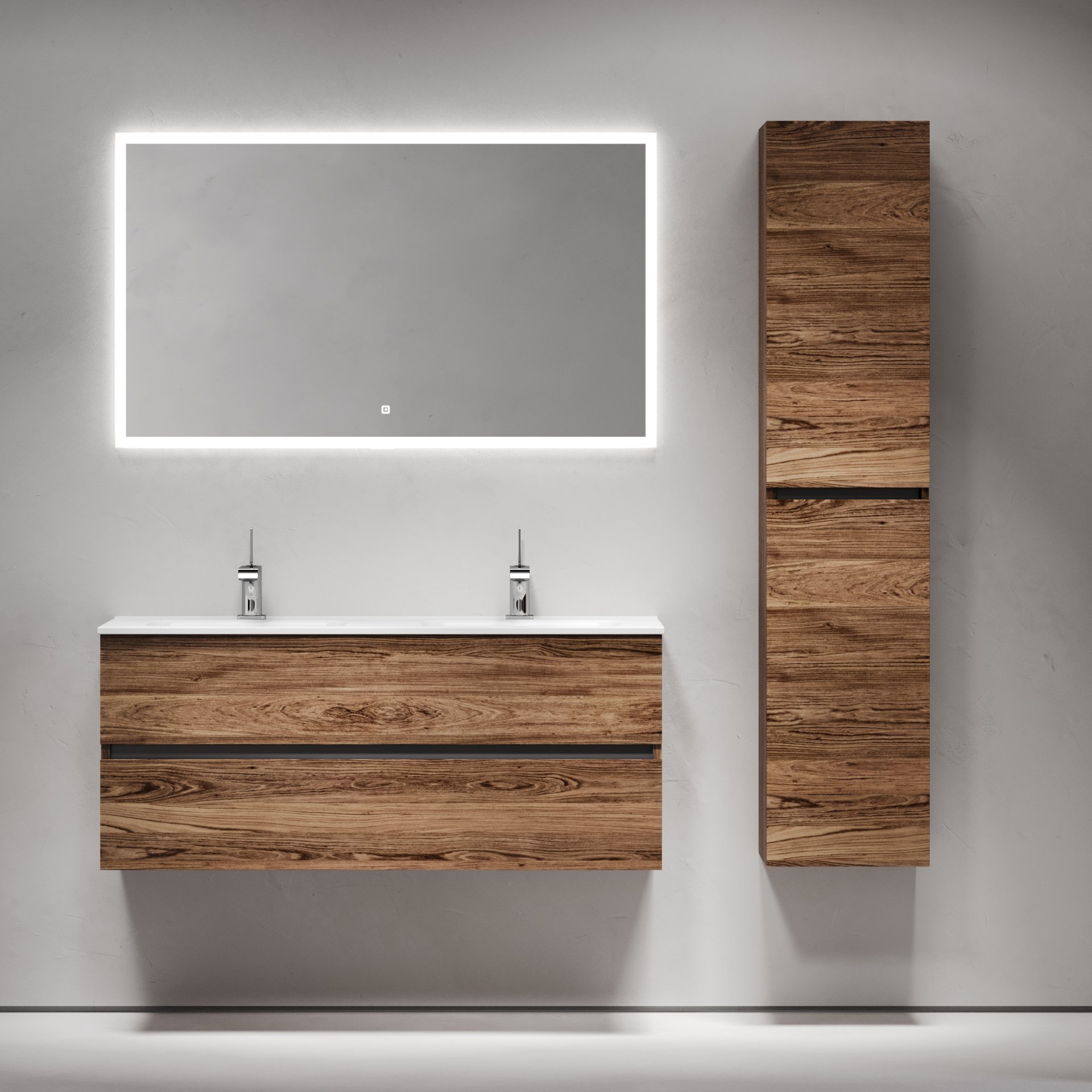 

Мебель для ванной комнаты Sancos Urban 120 дуб чарльстон, двойная белая раковина CN7004