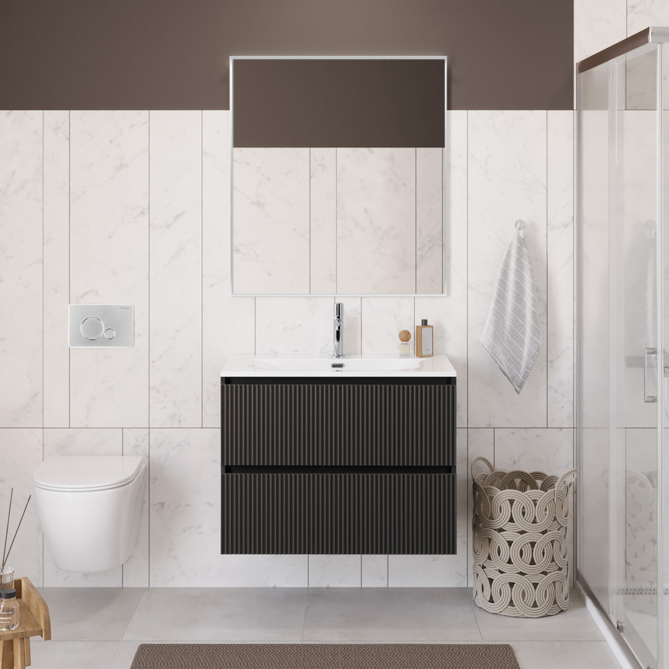 

Мебель для ванной комнаты BelBagno Uno-mini 90 подвесная, 2 ящика, матовая темно-серая