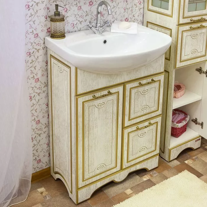 

Тумба для комплекта Sanflor Адель 65 белая, патина золото