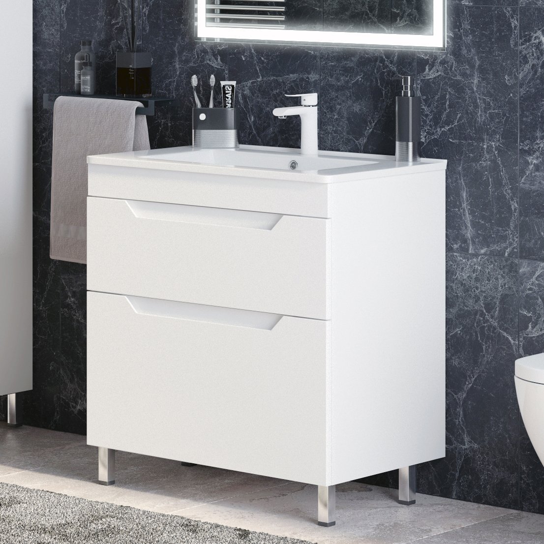 

Тумба с раковиной Corozo Юта 65 Z2 напольная, глянцевая белая