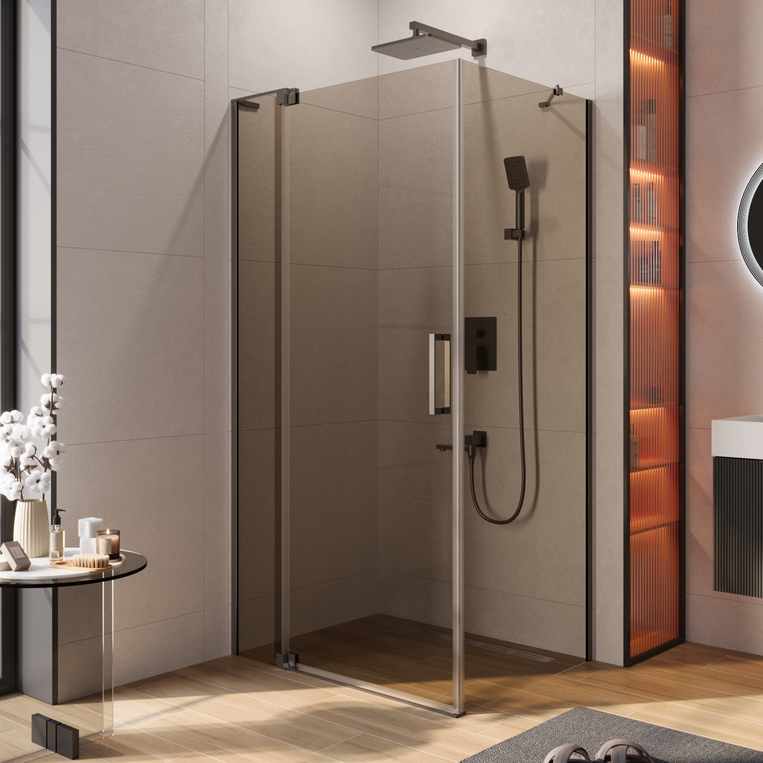 

Душевой уголок Cezares Slider AH 1 100-70/80 BR GM профиль оружейная сталь, стекло бронза