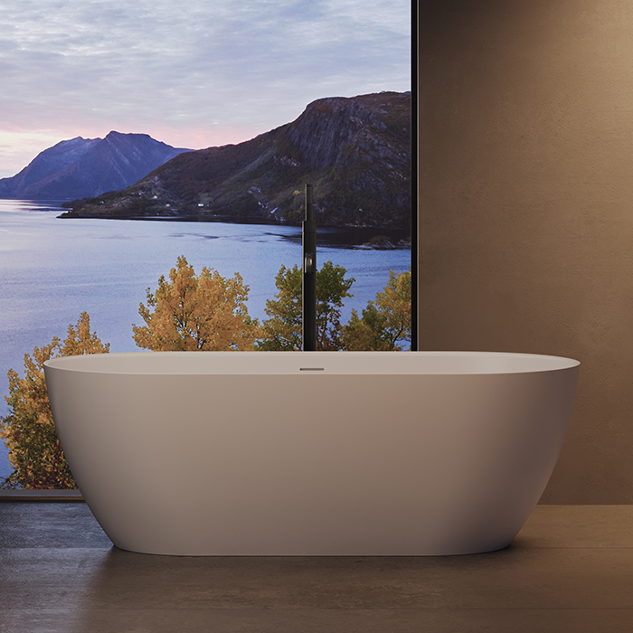 DEA DESIGN Edge Ванна отдельностоящая 170x80xh575 см из композита Solid surface с сифоном и дклапаном цвет White 18 203461₽