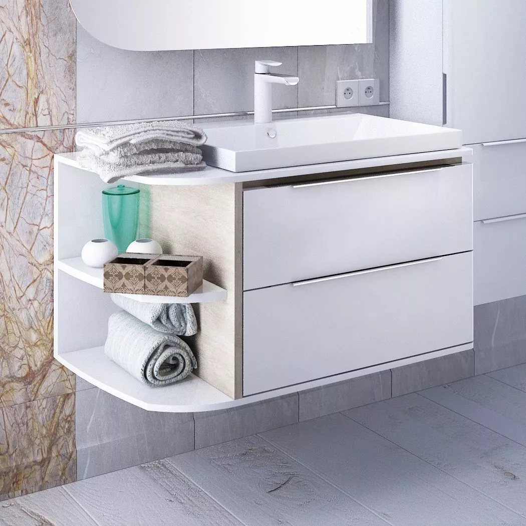 

Тумба с раковиной Iddis Calipso 80 L, подвесная, белая, дерево, Белый;светлое дерево