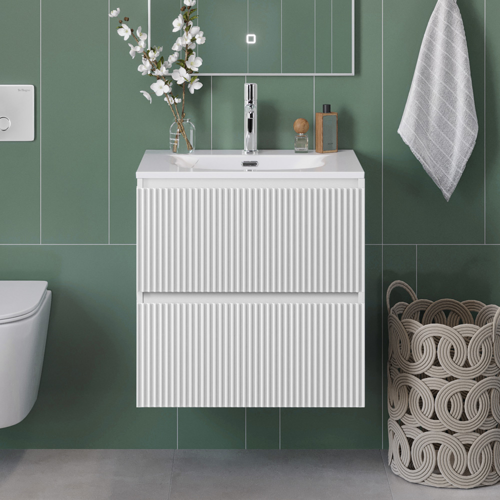 Тумба с раковиной BelBagno Uno-mini 50 подвесная 2 ящика bianco opaco 35700₽