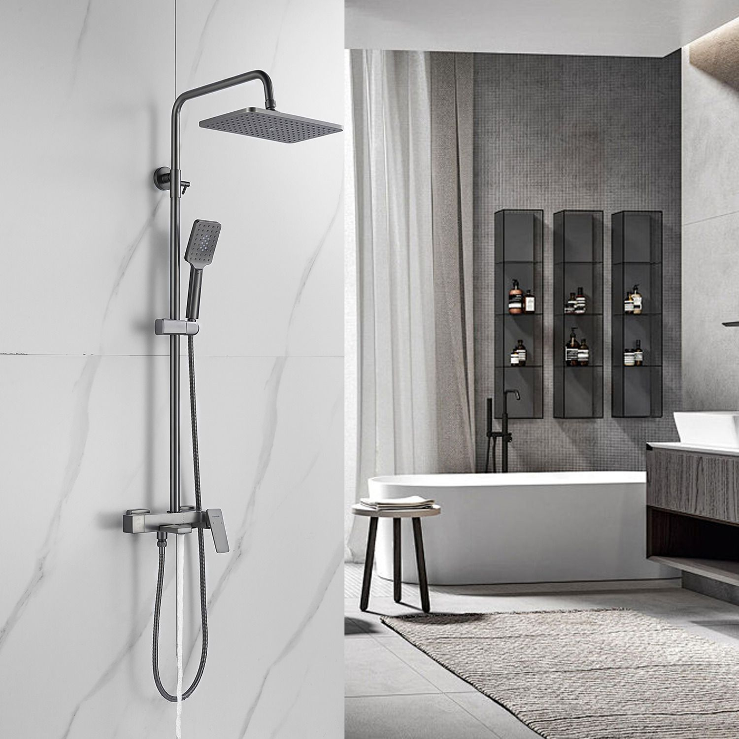 Душевая система Shevanik S8936T оружейная сталь 21824₽