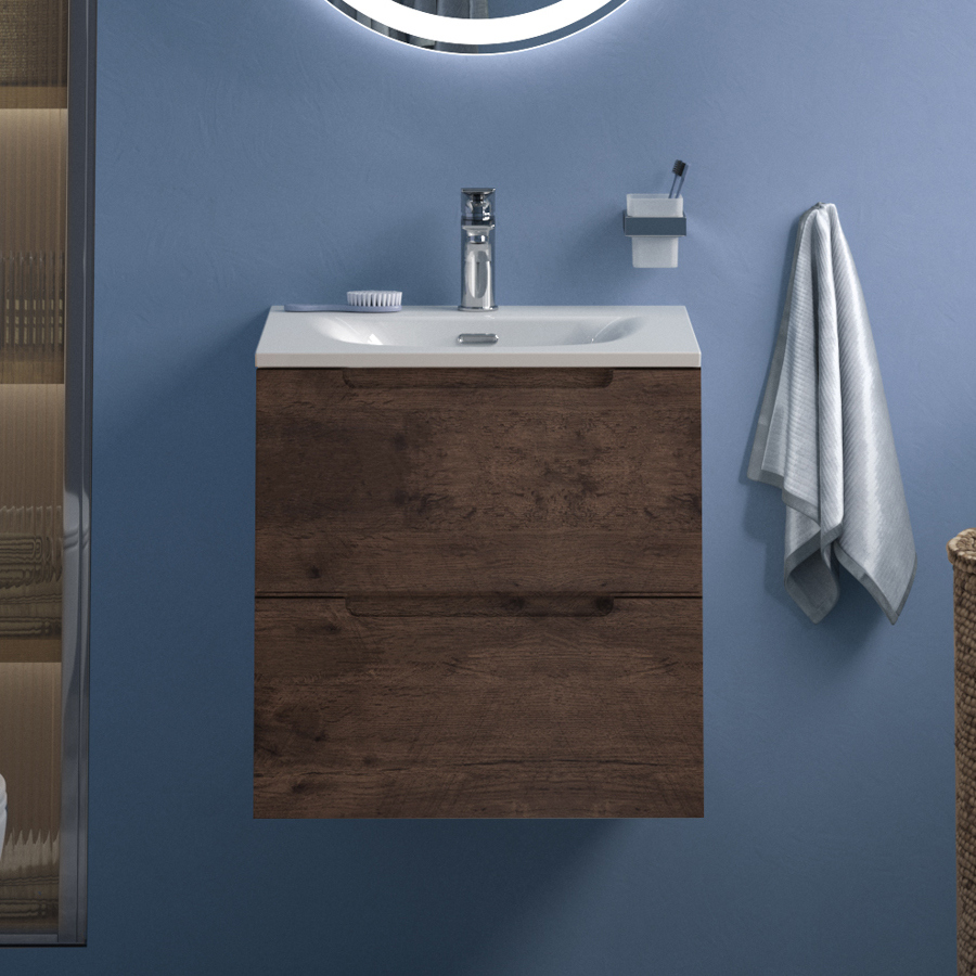 

Тумба с раковиной BelBagno Etna 39 50 rovere moro, раковина BB-8099-3-50