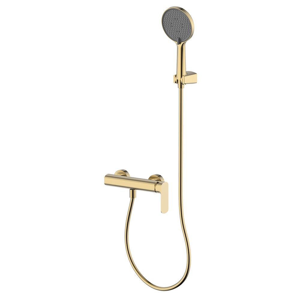 Смеситель для душа с душевым гарнитуром AQUAme Monza AQM6313BG, золото матовое