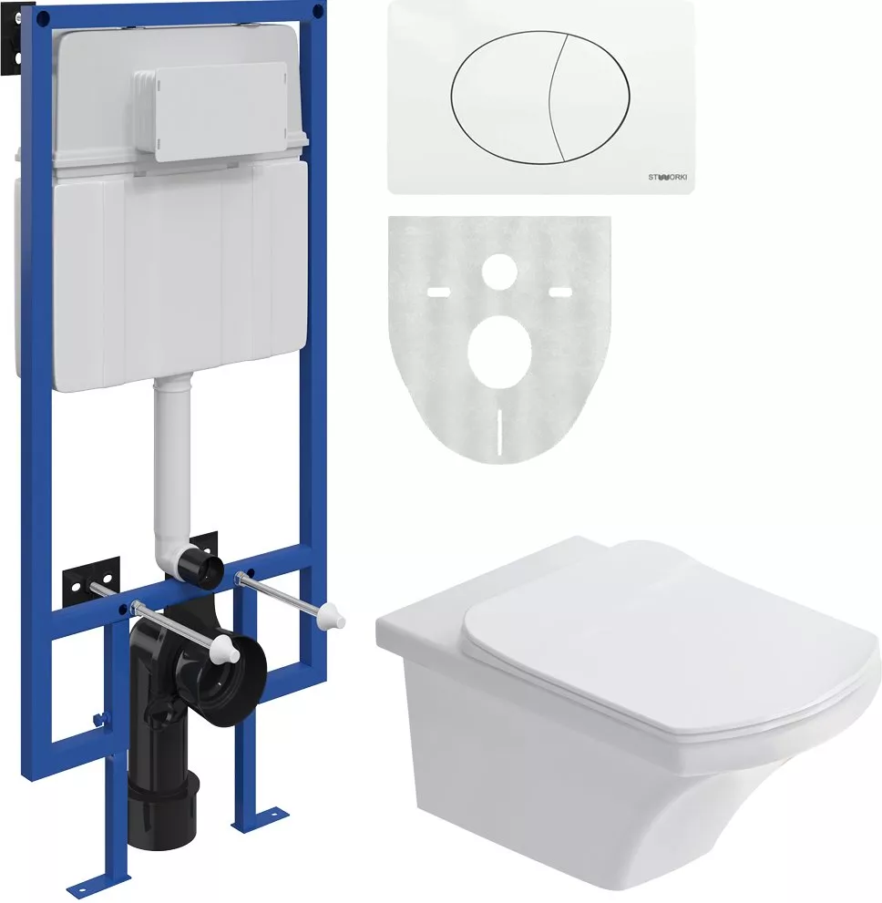 

Комплект Унитаз подвесной STWORKI Хальмстад SETK2804-0606-001-1-6000 с микролифтом + Система инсталляции для унитазов STWORKI 510163 с кнопкой смыва 230824 белой