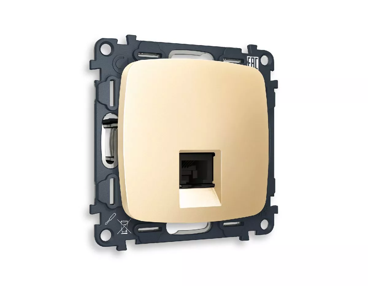 

Комплект механизма компьютерной розетки RJ-45(8P8C) CAT6 со шторкой Ambrella Volt Omega MO612010