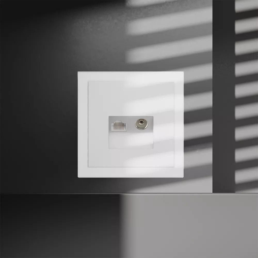 

Розетка телевизионная встраиваемая Voltum S70 TV+RJ45 кат. 6, (белый матовый) VLS060702