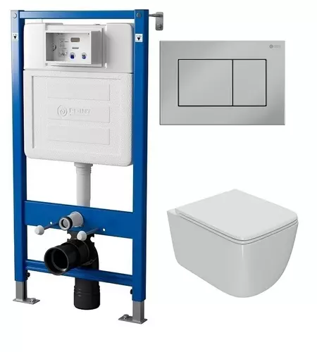 

Комплект инсталляции с подвесным унитазом Point Ника белый клавиша хром