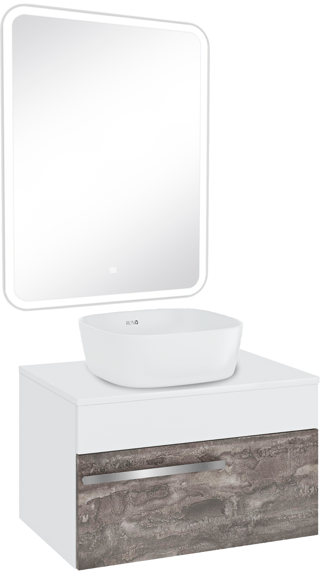 

Мебель для ванной комнаты Runo Вудлайн 65 железный камень, раковина Bella 40