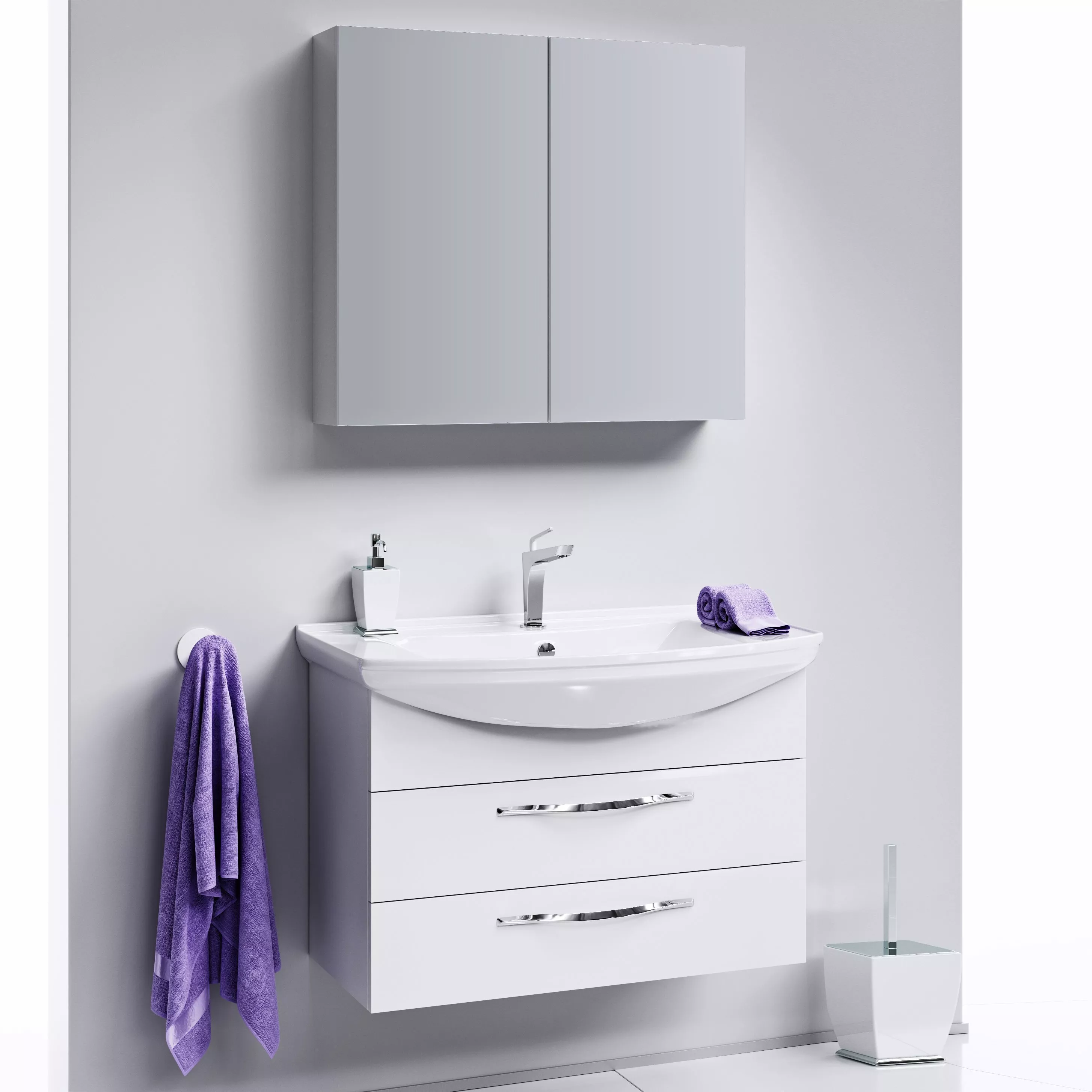 Мебель для ванной Aqwella Allegro 85 с 2 ящиками, цвет белый - фото 1