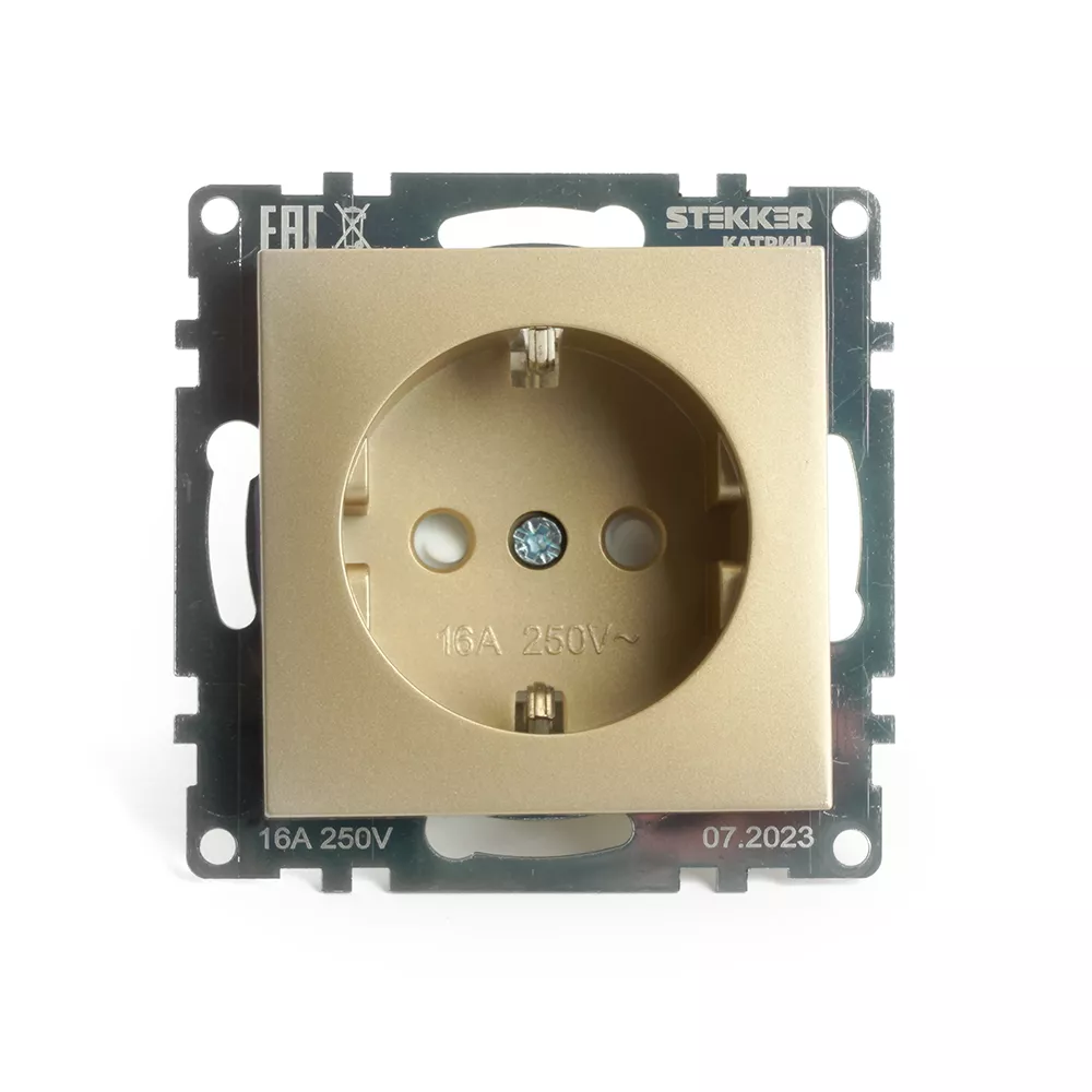 

Розетка 1-местная с/з с защитной шторкой Stekker Катрин GLS16-7110-08 49224