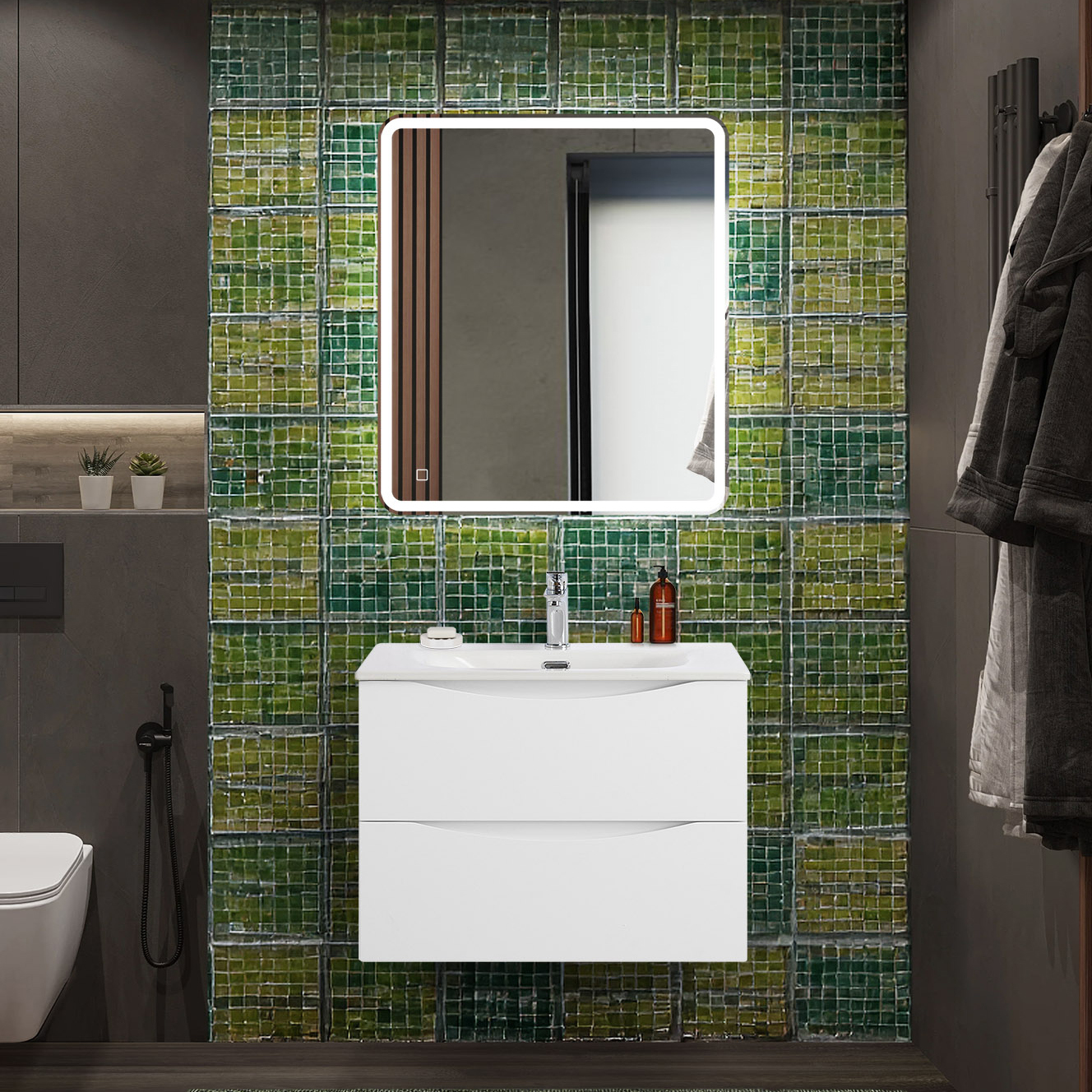 

Мебель для ванной комнаты BelBagno Marino-cer-n 70 подвесная, bianco lucido