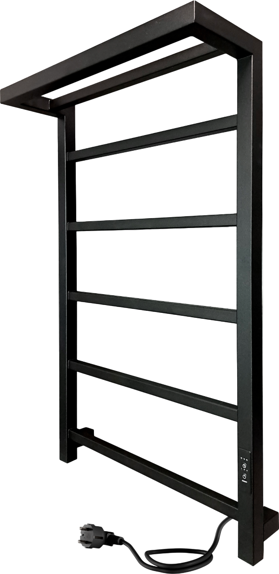 

Полотенцесушитель электрический Indigo Forma LEF80-50BRRt с полкой, черный муар