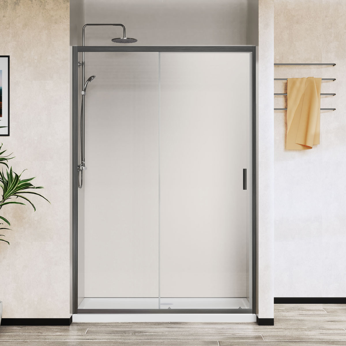 

Душевая дверь в нишу Vincea City VDS-5CT130CLGM 130x195, профиль вороненая сталь