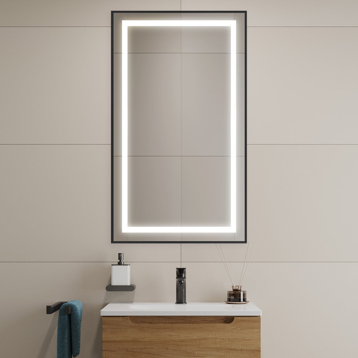 

Зеркало BelBagno Kraft 50x80 с подсветкой, черное
