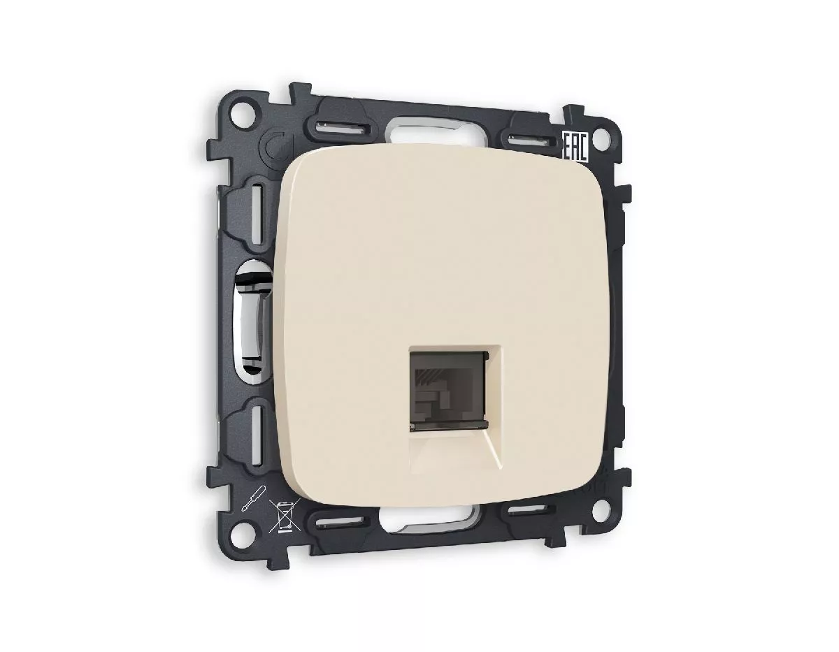 

Комплект механизма компьютерной розетки RJ-45(8P8C) CAT6 со шторкой Ambrella Volt Omega MO332010