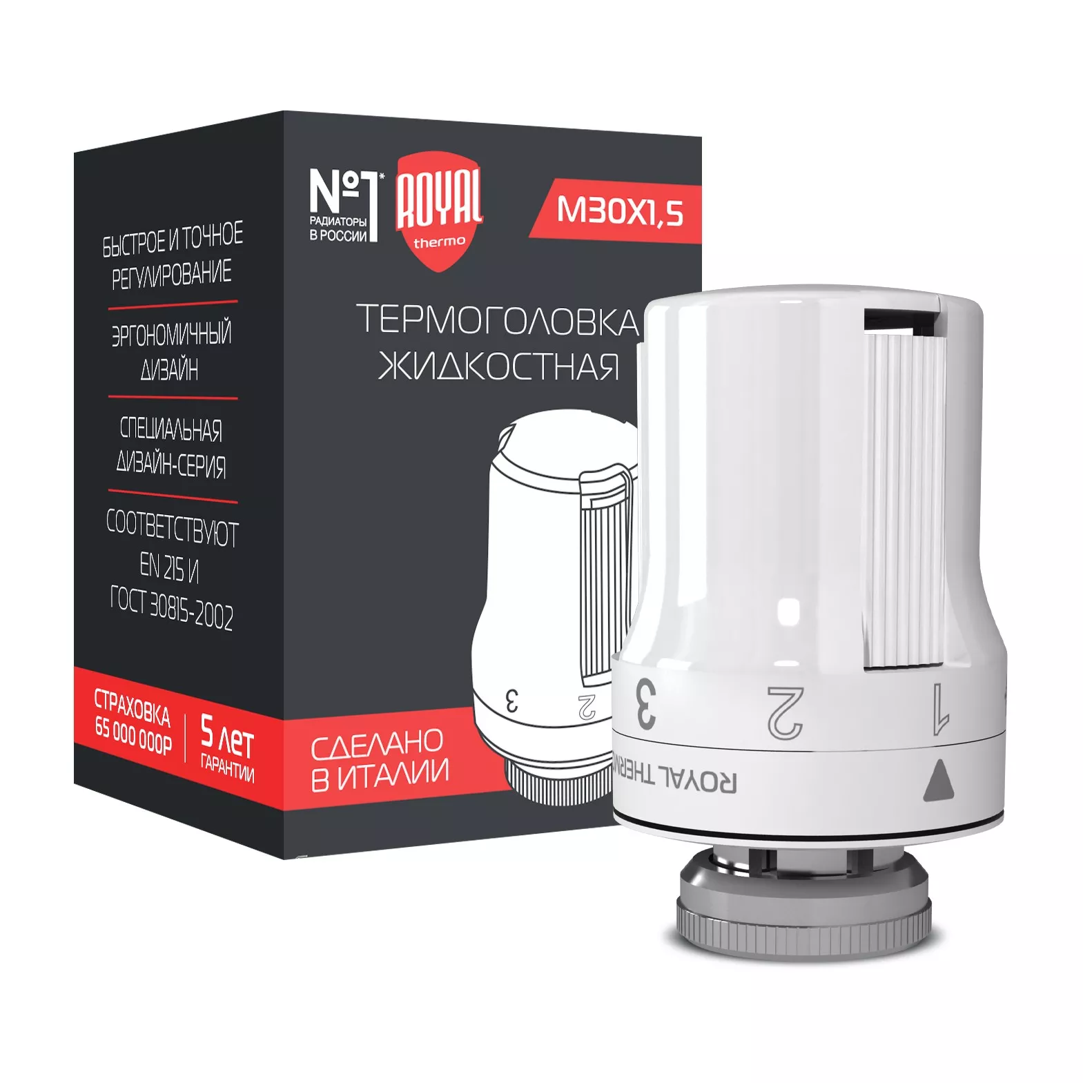 

Термоголовка жидкостная Royal Thermo, M30 x 1,5 (белый)