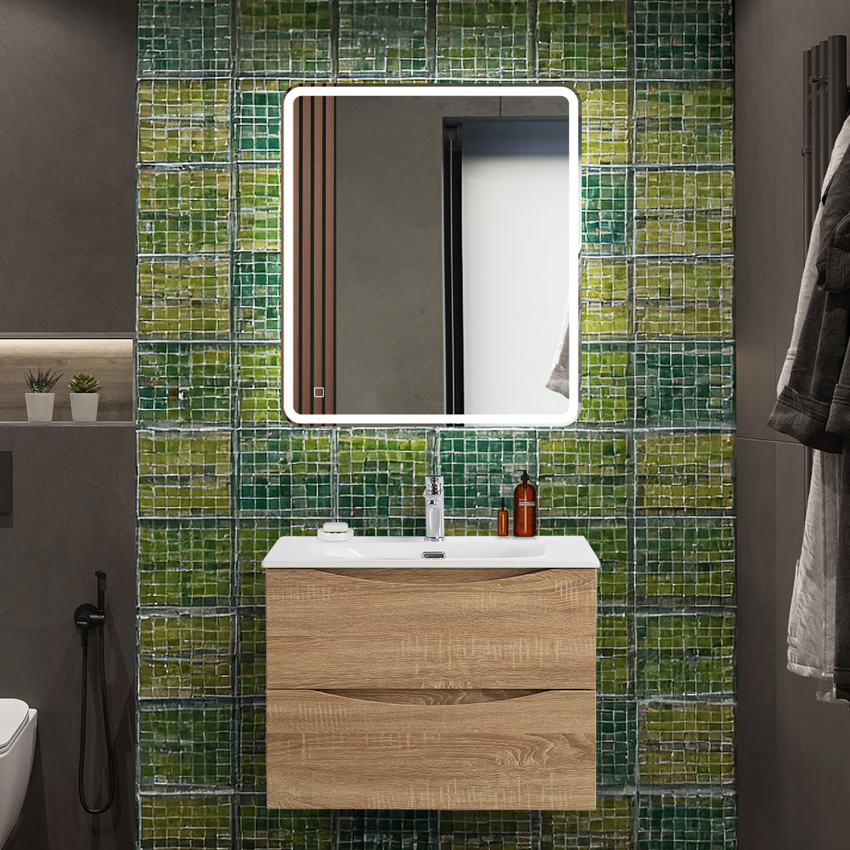 

Мебель для ванной комнаты BelBagno Marino-cer-n 70 подвесная, rovere bianco