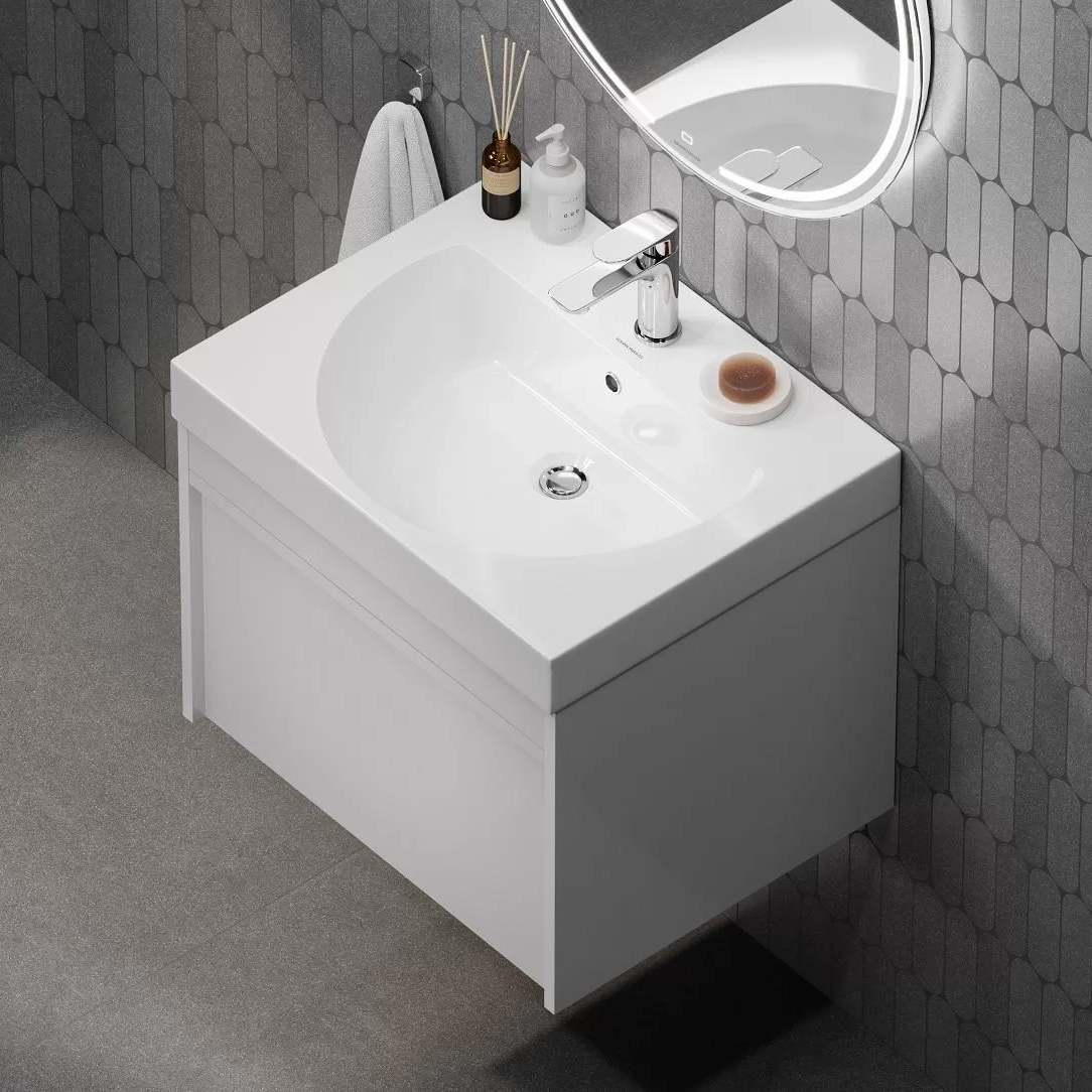 

Тумба под раковину без столешницы KERAMA MARAZZI Modula 60 подвесная, глянцевая белая