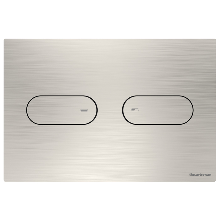 

ARTCERAM (INOX 710) Металлическая клавиша смыва 245х165, 2 режима, овальные кнопки, нержавеющая сталь INOX, цвет Steel