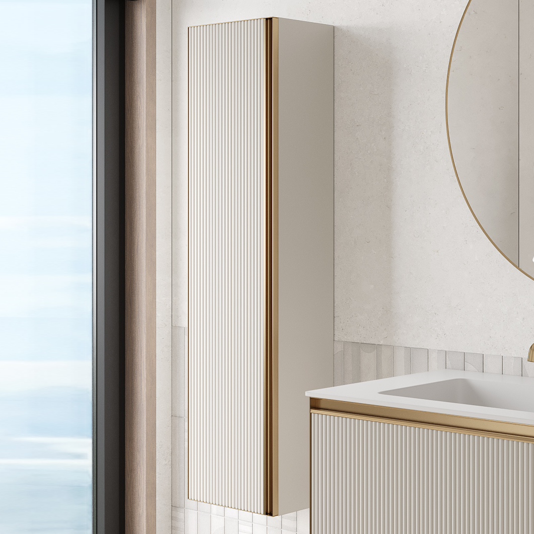 

Шкаф-пенал для ванной Armadi Art Quatro cashmere fugа, профиль matt gold