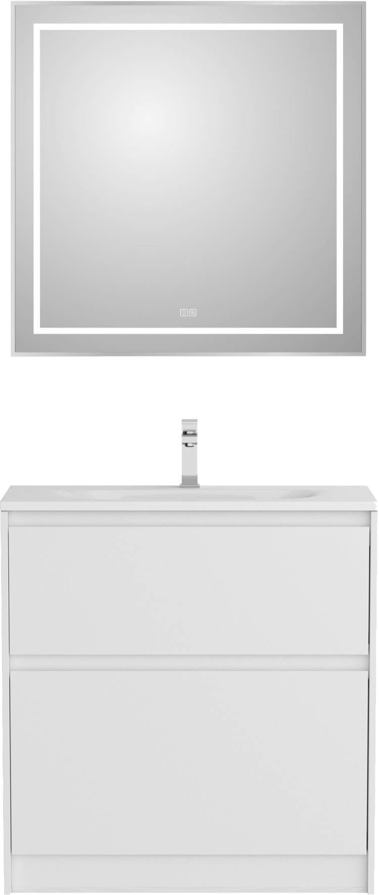 

Мебель для ванной комнаты BelBagno Kraft 39 80 напольная, bianco opaco, раковина BB-8099-3-80