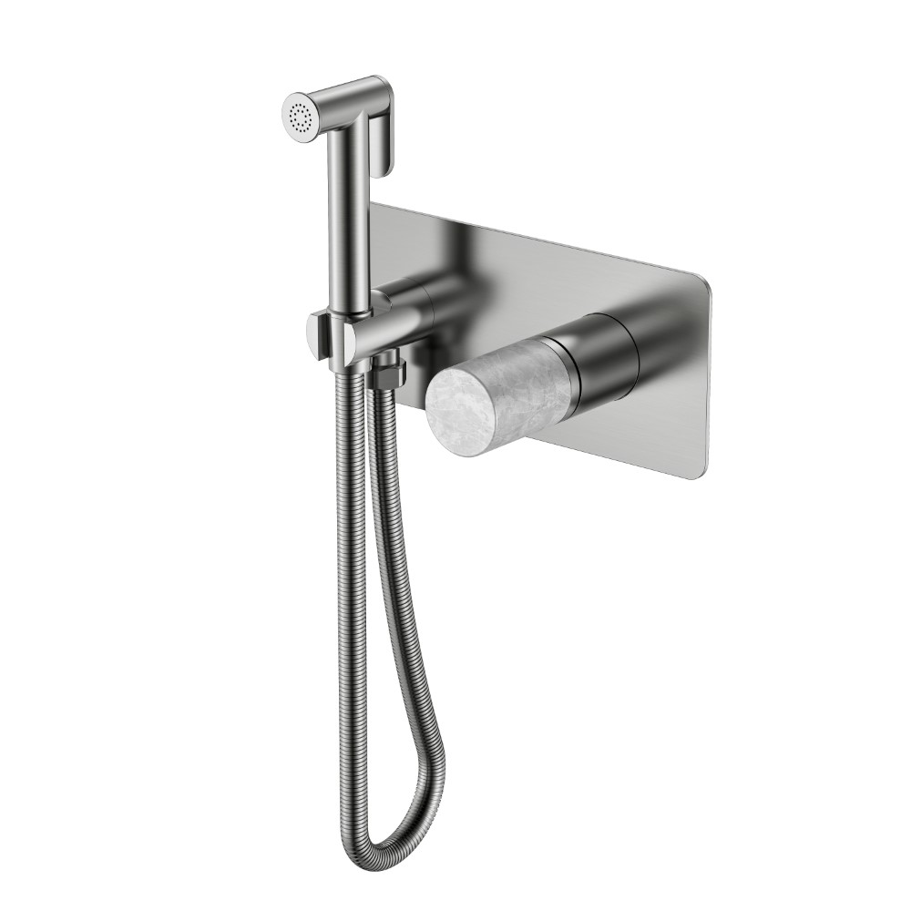 Смеситель гигиенический STICK NICKEL BRUSH MARBLE GREY