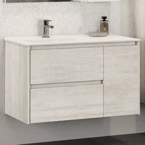 

Тумба с раковиной Comforty Бремен 90 дуб белый