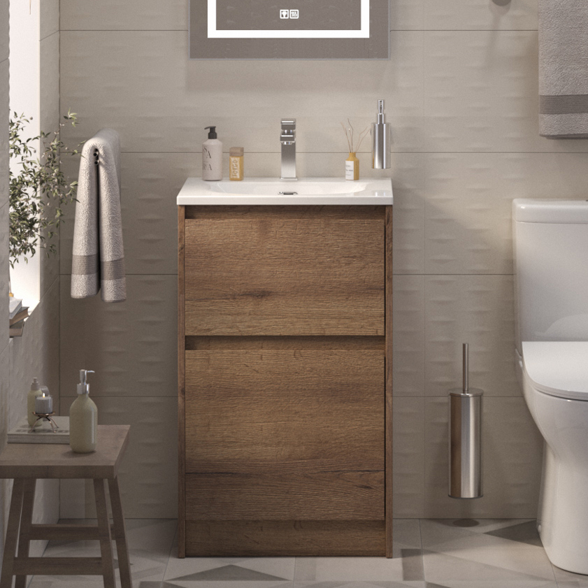 

Тумба с раковиной BelBagno Kraft 39 50 напольная, rovere tabacco, раковина BB-8099-3-50