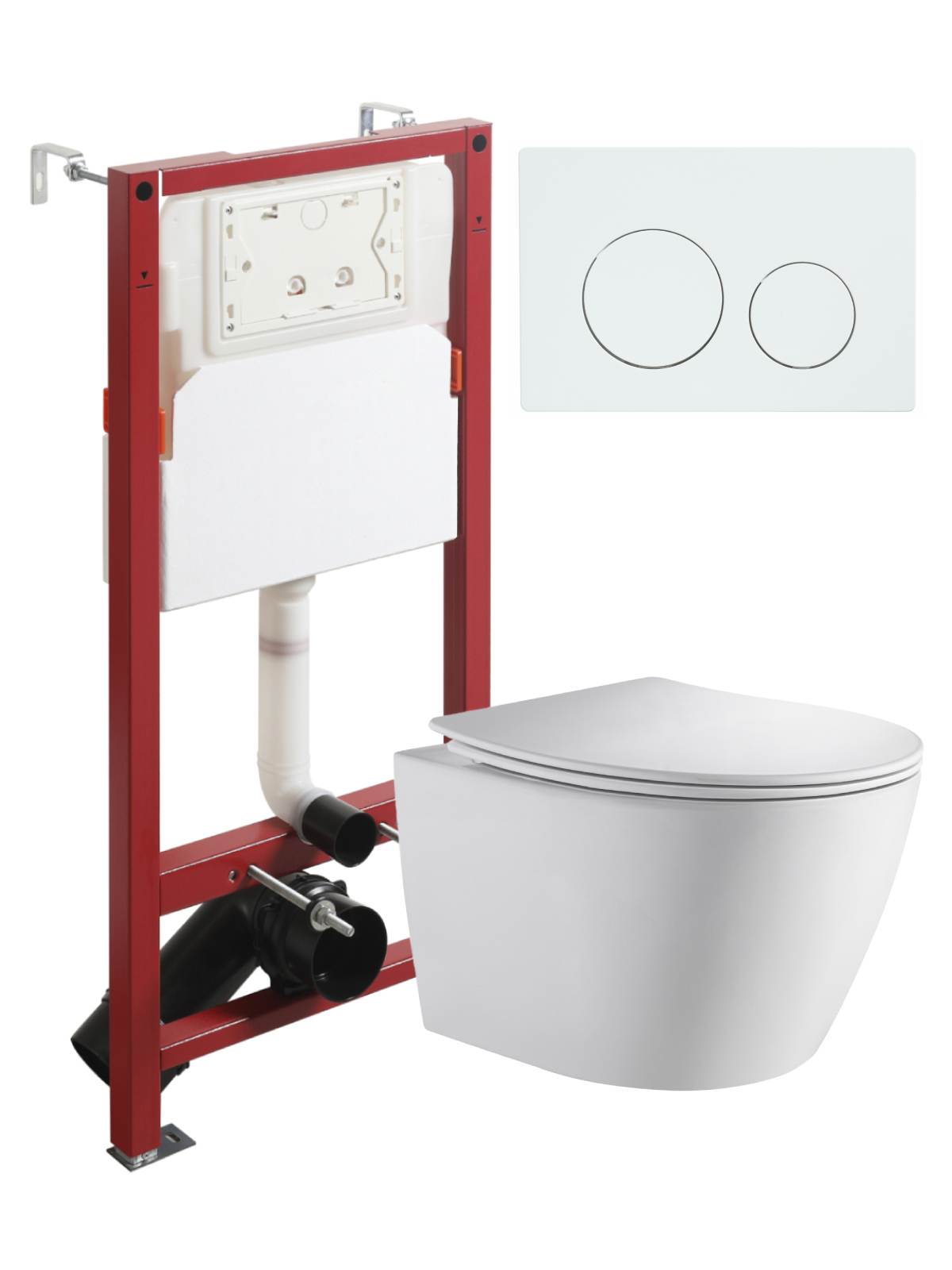 

Комплект Orange CI07-150W+APB188 Унитаз подвесной безободковый, с микролифтом + Система инсталляции + Кнопка смыва белая