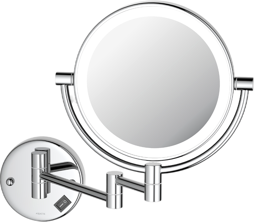 Косметическое зеркало AQUATEK AQ4912CR с подсветкой двухстороннее телескопическое поворотное хром 12550₽
