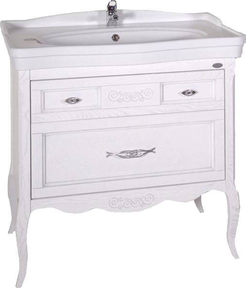 

Тумба под раковину без столешницы ASB-Woodline Модерн 85 белая, патина серебро