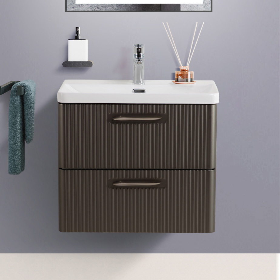 

Тумба с раковиной BelBagno Due 60 подвесная, 2 ящика, оружейная сталь