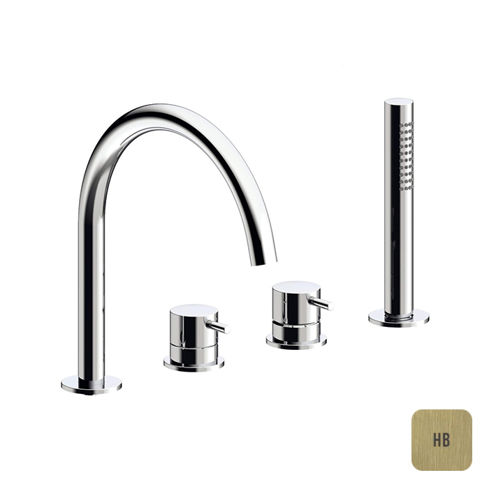 ALMAR Wash basin Смеситель на борт ванны на 4 отверстия с выдвижным ручным душем латунь Brushed PVD цвет High Brass 160113₽