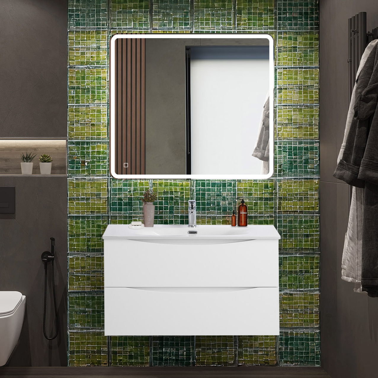 

Мебель для ванной комнаты BelBagno Marino-cer-n 90 подвесная, bianco opaco