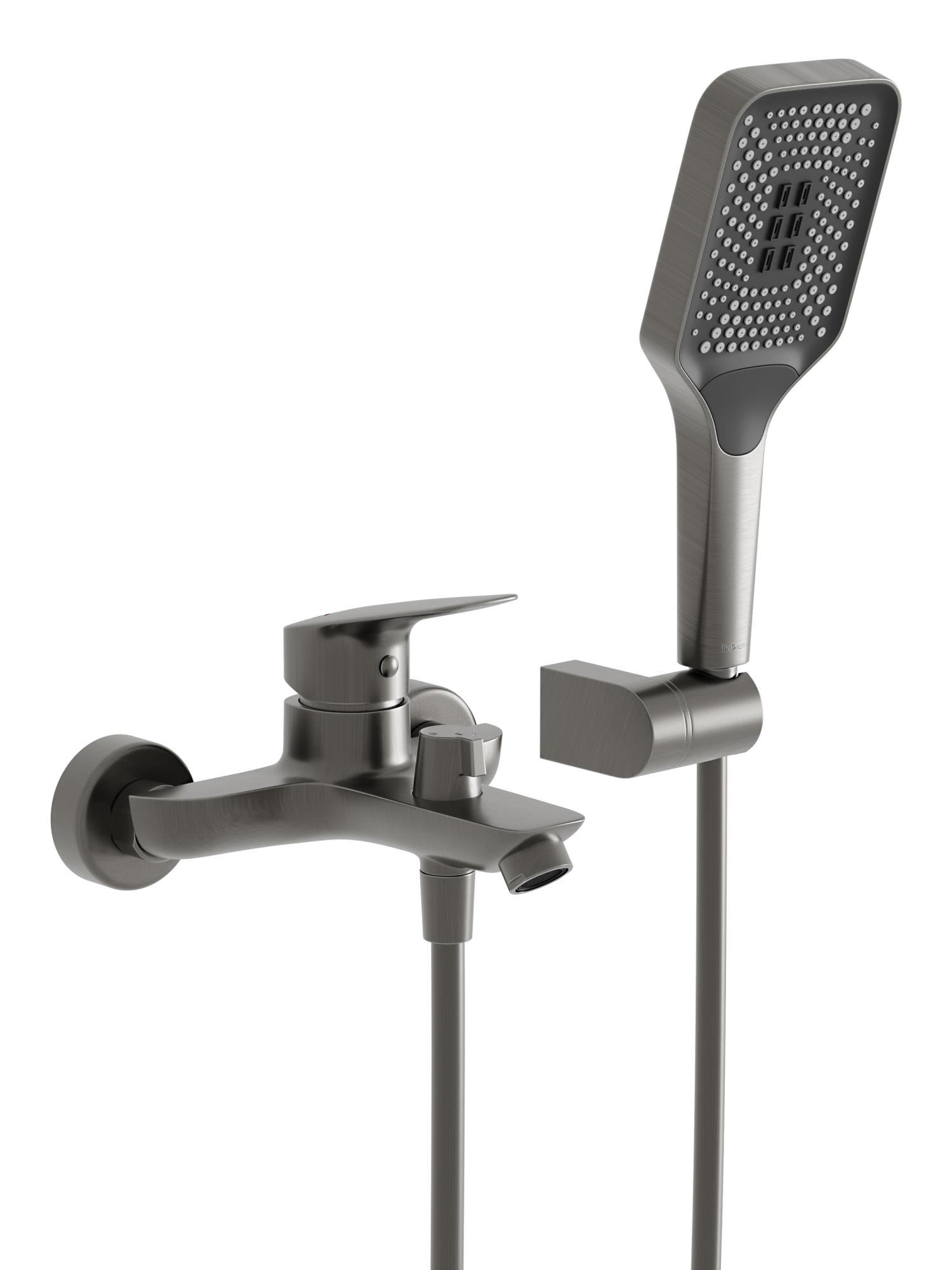 

Смеситель для ванны с душем BelBagno Due DUE-VASM-GM оружейная сталь